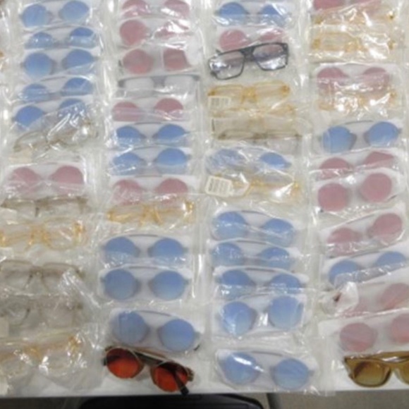 Bohten Mens Oju Crystal Eyeglass Chunky Rectangular Shape 5 Barrel Hinges Silver - Picture 3 of 3